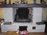 renovation of a fireplace with limestone cladding